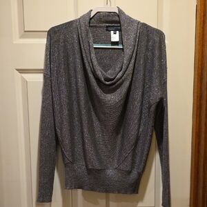 Jones New York Women's Sparkling Gray Cowl Neck Sweater